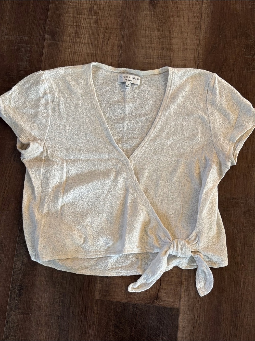 Madewell Cream Tie-Waist V-Neck Crop Top